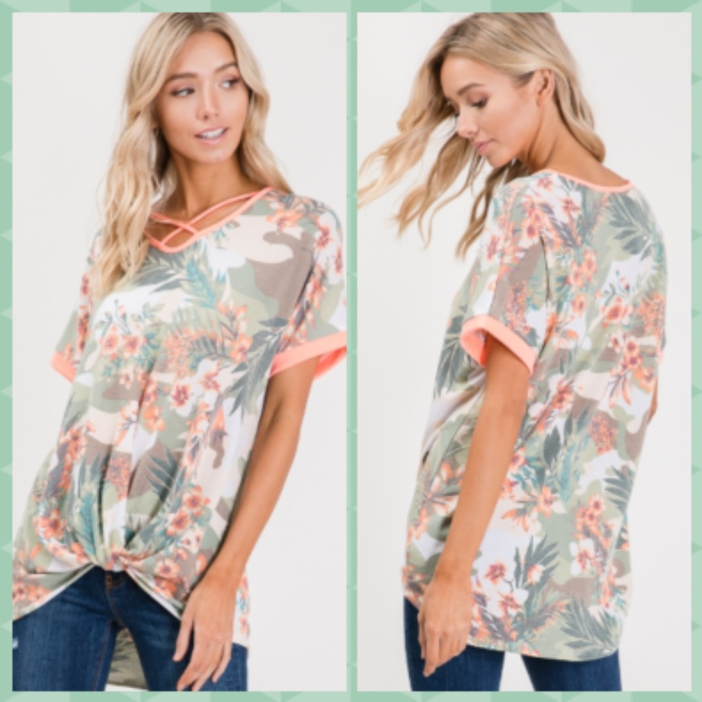 Floral criss cross top pack of 3